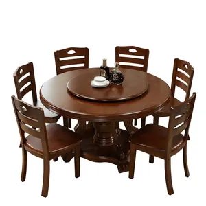 6至8座位定制木制旋转用餐圆形桌椅