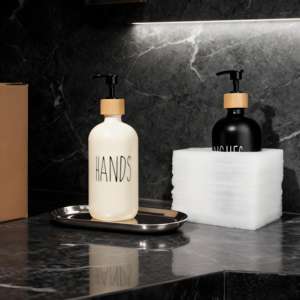 ขวดปั๊มสบู่เหลวแก้วทรงกลมแบบบอสตัน สีใส สีเหลืองอำพัน สีดำ สีขาว ขนาด 16 ออนซ์ 8 ออนซ์ 250 มล. 500 มล. สำหรับเครื่องสำอาง - Product Image 3