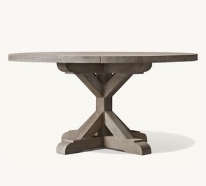 Tavolo da Pranzo Rotondo in Teak Stile Belga Vintage per Esterni - Product Image 3
