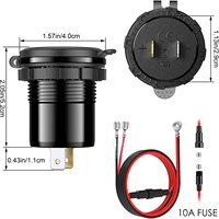 Chargeur double USB 12V-24V en alliage d'aluminium avec voltmètre et charge rapide 3.0 pour camping-car, remorque, fourgon, voiture, bateau, voiturette de golf