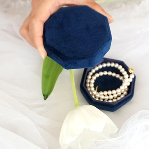 Ins Trendy Octagonal Velvet <b>Ring</b> <b>Box</b> Eco Friendly Buckle Design Personalized Jewelry Storage - Product Image 6