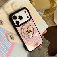 Étui de téléphone magnétique plaqué or en TPU avec motif de chiot rayé pour 16/15/14/13