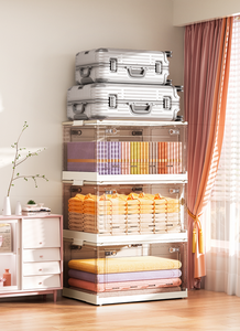 Caja contenedora para el hogar, juguetes para ropa, carrito de baño, organizador, contenedores de almacenamiento transparentes con ruedas, caja plegable de plástico - Product Image 6