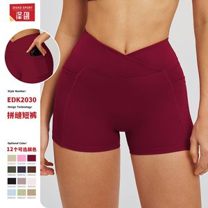 Shorts de yoga taille haute Edk2030 pour femme, coupe ajustée, couleur unie, en nylon et élasthanne, pour la course, le cyclisme et les activités sportives, collection été 2025 - Product Image 2