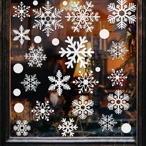 Pegatinas Autoadhesivas para Ventanas con Diseño de Copos de Nieve, Decoración Navideña de Invierno, Etiquetas Adhesivas de Papel - Product Image 1