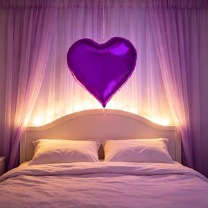 Party Love Lightweight and simple to inflate Balloon Foil Heart Purple 18 Inch 12 Pcs Bag elegant purple heart-shaped ballon - Product Image 3