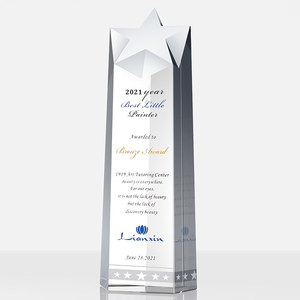 Trofeo <span class=keywords><strong>de</strong></span> <span class=keywords><strong>Cristal</strong></span> Tallado <span class=keywords><strong>de</strong></span> Alta Calidad con Letras Personalizadas, Columna Cuadrada Transparente, Estrella <span class=keywords><strong>de</strong></span> Cinco Puntas, HF-989, Premios Anuales - Product Image 3