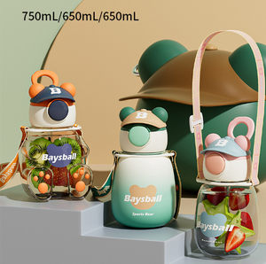 Botella de Agua de Lujo con Forma de Animal Adorable 2026, Venta al por Mayor, Vaso Infantil con Logotipo Personalizado, Tapa con Gorra de Béisbol y Correa para el Hombro - Product Image 5