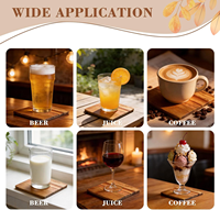 Sous-verres carrés en bois de chêne faits à la main avec supports antidérapants en silicone