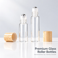 Flacons à bille en verre mat de 1 ml à 10 ml avec bouchon effet bois et billes en acier pour huiles essentielles et parfums, rechargeables