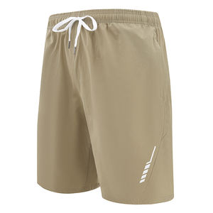 กางเกงขาสั้นกีฬาฤดูร้อนของผู้ชายกางเกงชายหาดทรงหลวมเอวยางยืดระบายอากาศได้ดีผ้าไหมเย็นใส่สบายสีพื้น - Product Image 3