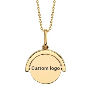 Collar con Colgante Giratorio de Disco Redondo con Iniciales, Chapado en Oro y Plata 925, Personalizable con Logotipo, Joyería Giratoria Gemnel, Gran Venta 2025 - Product Image 6