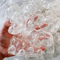 Balle anti-stress sonore en TPR de 8 cm, transparente, en forme d'ours, à coque vide, à fabriquer soi-même, avec couvercle, pour le soulagement du stress et l'artisanat manuel