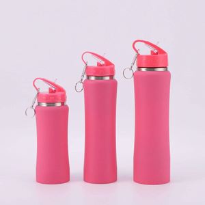 Bouteille d'eau isotherme rétro portable personnalisée pour le sport et le cyclisme, avec couvercle à paille, design mince et ergonomique - Product Image 1