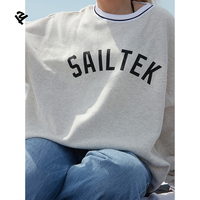 Sweat-shirt à col rond personnalisé pour femme, vêtements de streetwear tendance, sweat-shirt à manches longues en coton, col rond rayé