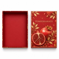 Boîte cadeau personnalisée en carton souple pour grenade, emballage de luxe rigide en deux parties pour fruits, avec dorure à chaud, vente en gros