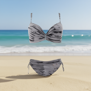 Costume da bagno bikini taglie forti HDJ con controllo pancia, push-up, stampa animalier, laccetti laterali e coulisse, set 2 pezzi, abbigliamento da spiaggia da donna - Product Image 2