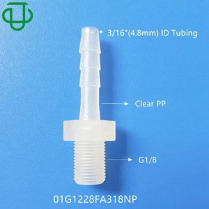 ข้อต่อท่อเกลียว PP G1/8 แบบใส ขนาดเส้นผ่านศูนย์กลางภายใน 3/16 นิ้ว สำหรับท่อส่งของเหลว - Product Image 1