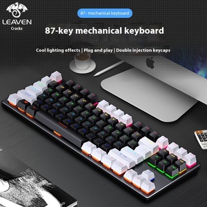 Venta caliente 87-Key <span class=keywords><strong>RGB</strong></span> Iluminado Teclado mecánico con cable Moldeado por inyección Keycap para Office ESports Green Axis Keyboard - Product Image 2