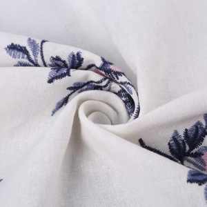 HA-15164D fournisseurs chinois coton lin <span class=keywords><strong>personnalisé</strong></span> dames robe tissu de broderie <span class=keywords><strong>Textile</strong></span> avec fleur - Product Image 2
