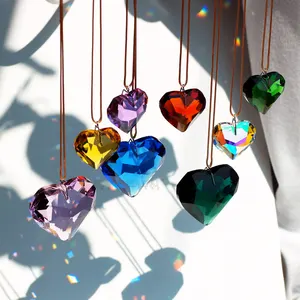 Crystal Heart Prism Suncatcher, cristales colgantes para decoración de ventanas Ornamento y regalos 30mm /45mm GOLDENHAITAI