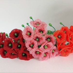 Pavots artificiels, <span class=keywords><strong>fleurs</strong></span> perlées <span class=keywords><strong>à</strong></span> la française, pavots artificiels, <span class=keywords><strong>fleurs</strong></span> réalistes faites <span class=keywords><strong>à</strong></span> la main, bouquets DIY - Product Image 2