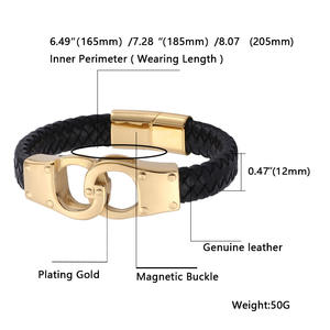 Bracciali in oro italiano placcato argento mano bracciali moda in acciaio inossidabile femminile bracciale in vera pelle - Product Image 6