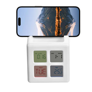 Orologio da Scrivania Elettronico Personalizzato con Calendario Perpetuo, Radio e Supporto Magnetico per Telefono in Resina, Colori Personalizzabili - Product Image 1