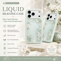 Coque de téléphone en silicone liquide premium pour iPhone 16 17 18 Pro Max avec insert imprimé personnalisé et motifs floraux charmants
