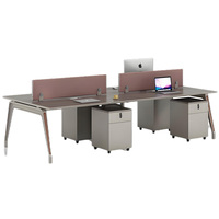 Poste de travail de bureau individuel moderne en bois avec cloison de séparation et bureau informatique, ensemble de mobilier personnalisable
