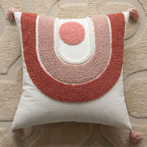 Oreiller de canapé tufté en lin nordique nouveau coussin de maison en rose avec des techniques au crochet Love Design - Product Image 2