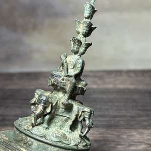 घरेलू सजावट के लिए उत्कृष्ट कांस्य बहु परत बुद्ध प्रतिमा हाथी आधार - Product Image 3