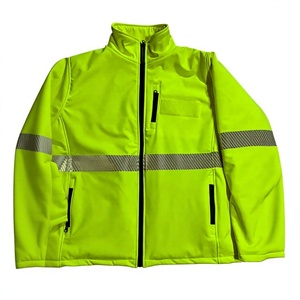 <b>High</b> <b>Visibility</b> Soft Shell Polyester Fleece Unisex Reflective Safety Uniform All Seasons Security Guard <b>Jacket</b> Needle Detection - Product Image 2