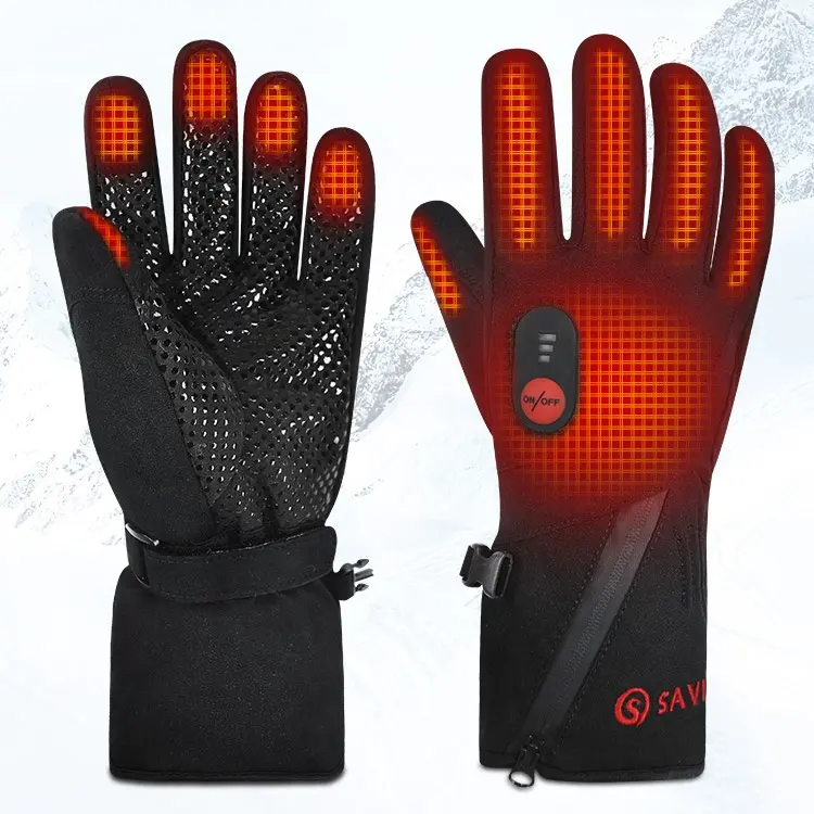 Custom Riding Silicon Anti Slip Windproof Microfiber Electric Safety Heated Gloves Touchscreen Heating Gloves