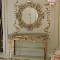 Console de Table miroir en diamant écrasé, ensemble de luxe avec un ensemble de miroirs, nouvelle collection 2020