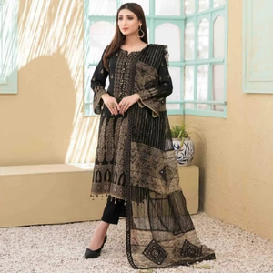Trajes Étnicos Pakistaníes para Mujer, Shalwar Kameez de 3 Piezas, Algodón, Estilo Formal, Secado Rápido, para Todas las Temporadas, Adulto - Product Image 4