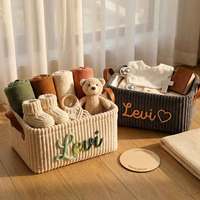 Cesta de Almacenamiento de Corduroy Personalizada Uionen con Nombre, Cesta de Gran Capacidad para Artículos Diversos