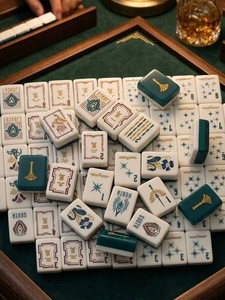 Juego de Mahjong Americano de Lujo con Hojas de Ginkgo Azules, 160 Fichas de Acrílico, Estándar NMJL, Ecológico, Listo para Enviar - Product Image 2