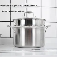 Ensemble de casseroles et poêles en acier inoxydable 316 tri-couches, sans PFOA ni PTFE, compatible lave-vaisselle, four et induction, tous types de plaques de cuisson