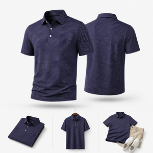 Polo de Golf Texturizado Azul Marino Premium Personalizado para Hombre, Ropa Corporativa de Marca Privada con Absorción de Humedad, OEM - Product Image 2
