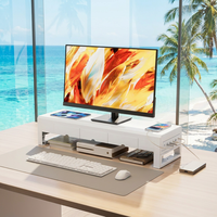 Support de moniteur minimaliste blanc de 700 mm avec tiroirs dissimulés pour une organisation fluide du bureau à domicile