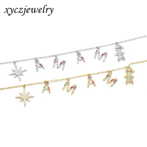 Simple AMAM forma de letra latón joyería CZ Collar para mujer - Product Image 4