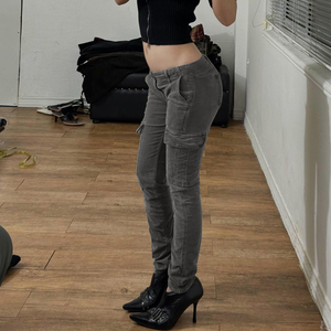 Jeans Ajustados de Tiro Bajo para Mujer, Mezclilla Elástica, Transpirable, Ecológica, Estilo Y2K, Ropa de Calle Informal, Moda para Chicas Modernas - Product Image 5
