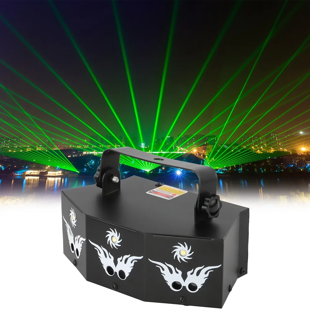 RGB Laser + White Strobe Light Stage Effect Lighting 7CH DMX Sound Control for DJ Club Party Show