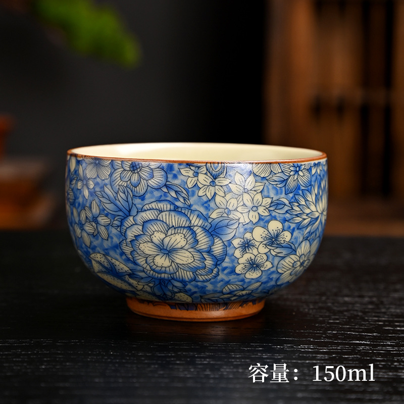 Blue and flower blue zen cup-150ml-150-170ml