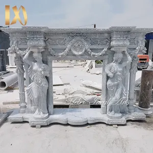 Factory Outlet Indoor Luxury Natural Marble Figure Made Mantel Fireplace Frame