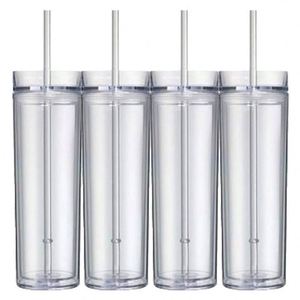Venta al por mayor de fábrica: Vaso acrílico de doble pared de 16 oz con pajita y diseño esmerilado para tiendas de té de burbujas Boba - Product Image 5