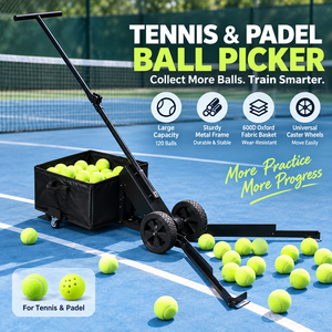 Chariot de collecte de balles grande capacité en gros, roues universelles, cadre métallique, panier en tissu Oxford 600D, capacité 120 balles, <span class=keywords><strong>tennis</strong></span> et <span class=keywords><strong>padel</strong></span> - Product Image 1