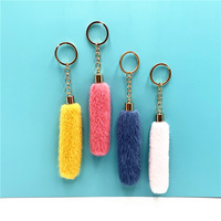 Porte-monnaie UMOO tendance en fausse fourrure douce avec pompon en peluche, porte-clés de voiture en forme 3D, breloque de sac en fourrure, impression numérique