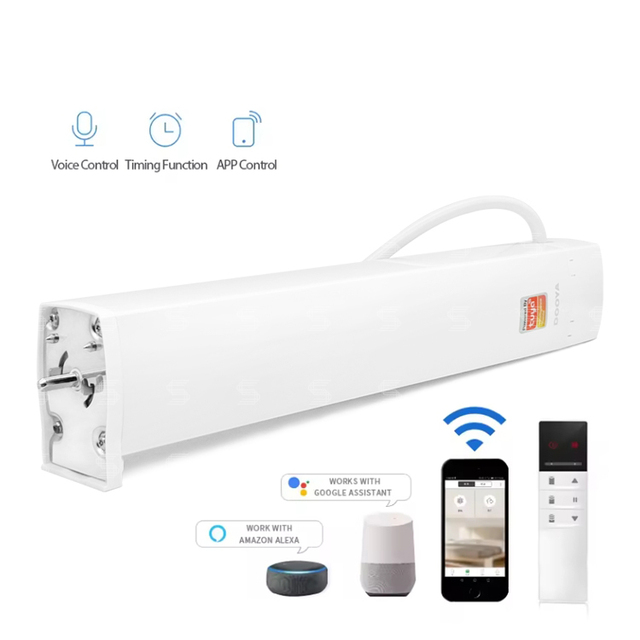Home Tuya Wifi Controlled Electric Curtain Motor Low Noise Motorized Automation System for Bathroom Electronic Track Rod Curtain